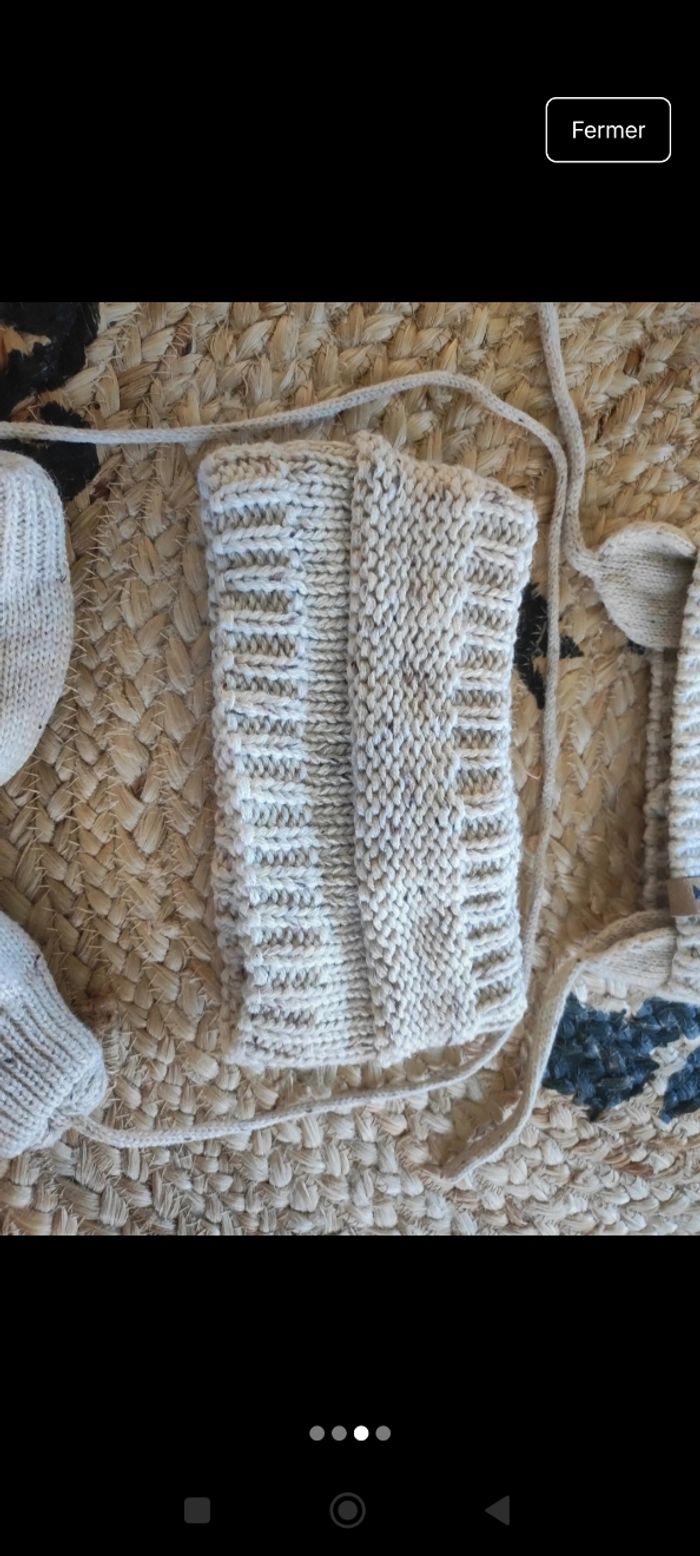 Ensemble bonnet cache cou et moufle - photo numéro 3