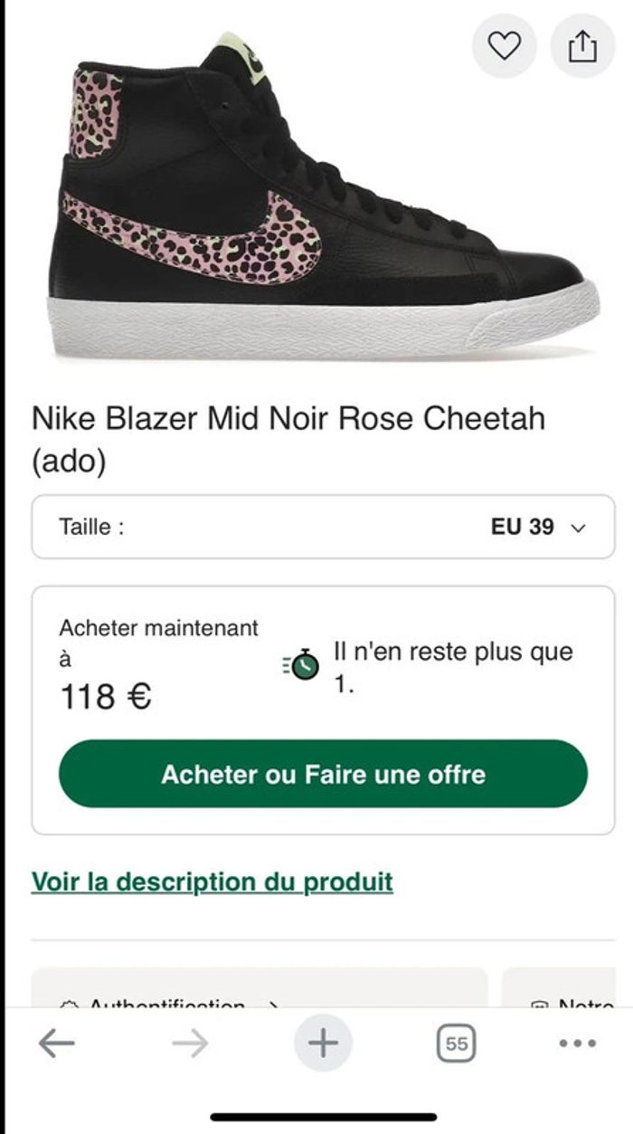 Chaussure Montante Nike blazer Mid taille 38,5 - photo numéro 7