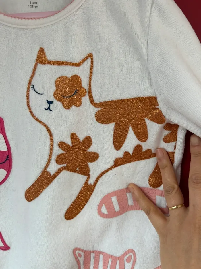 Pyjama velours fille 8 ans dpam chat - photo numéro 3