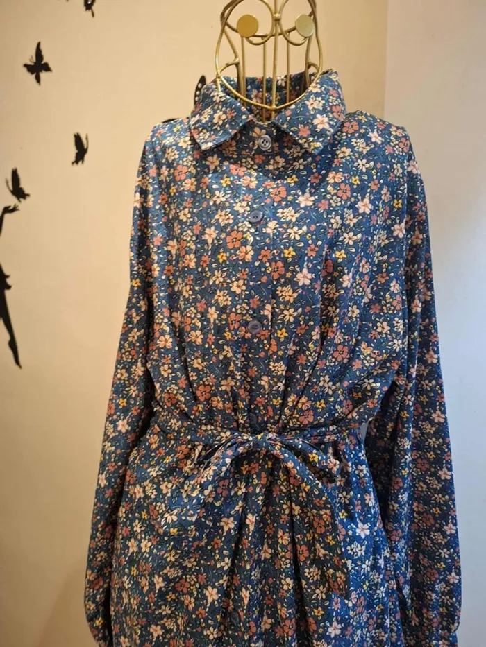 Robe chemise longue & fleurie - photo numéro 2