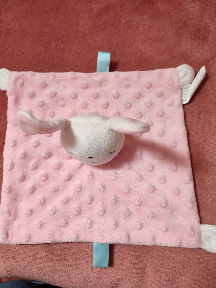 Doudou plat lapin - Tissu minky - Très bon état - photo numéro 3