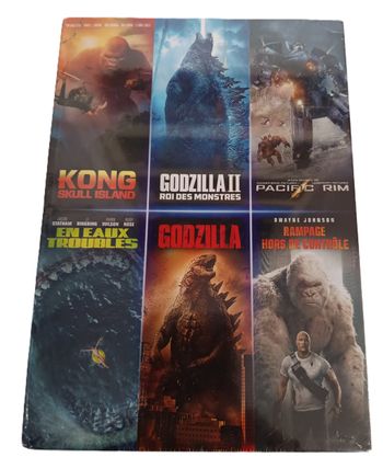 Coffret 6 DVD: Godzilla I & II + Kong + Rampage + En eaux Troubles + Pacific Rim