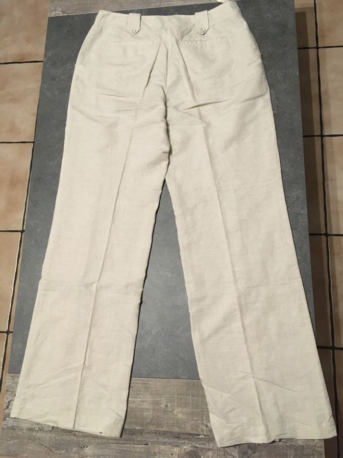 Pantalon large blanc cassé en lin taille 38 - photo numéro 2