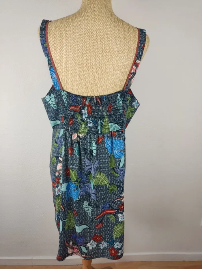 Robe mi-longue à bretelles motifs graphiques et fleuris multicolore taille 48 - photo numéro 3