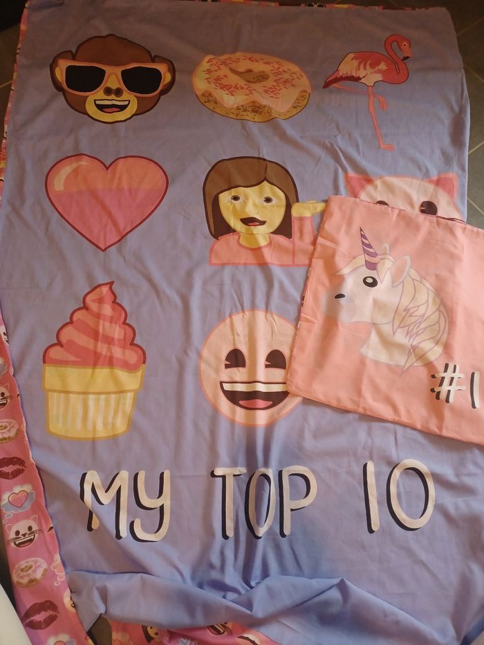 Parure housse couette et taie Emoji