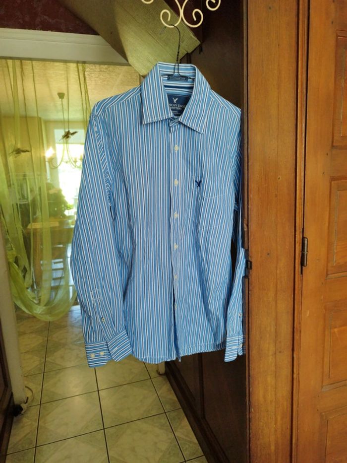 Chemise bleu rayures American Eagle S/36 vintage