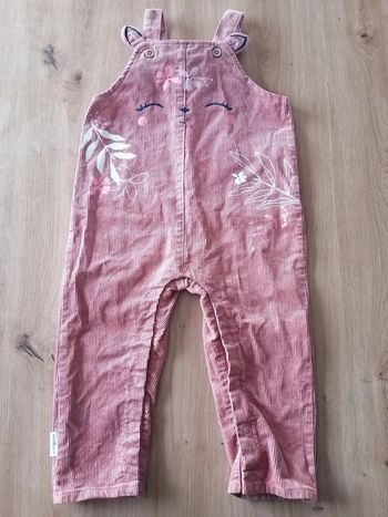 Salopette velour côtelé rose bébé fille 24 mois - Petit Béguin