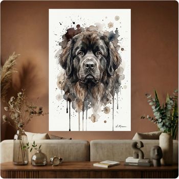 Affiche artistique “Chien Terre-Neuve” aquarelle poster décoration murale A3 Sans cadre