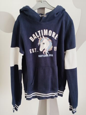 Sweat à capuche bleu marine H&M taille 14 ans
