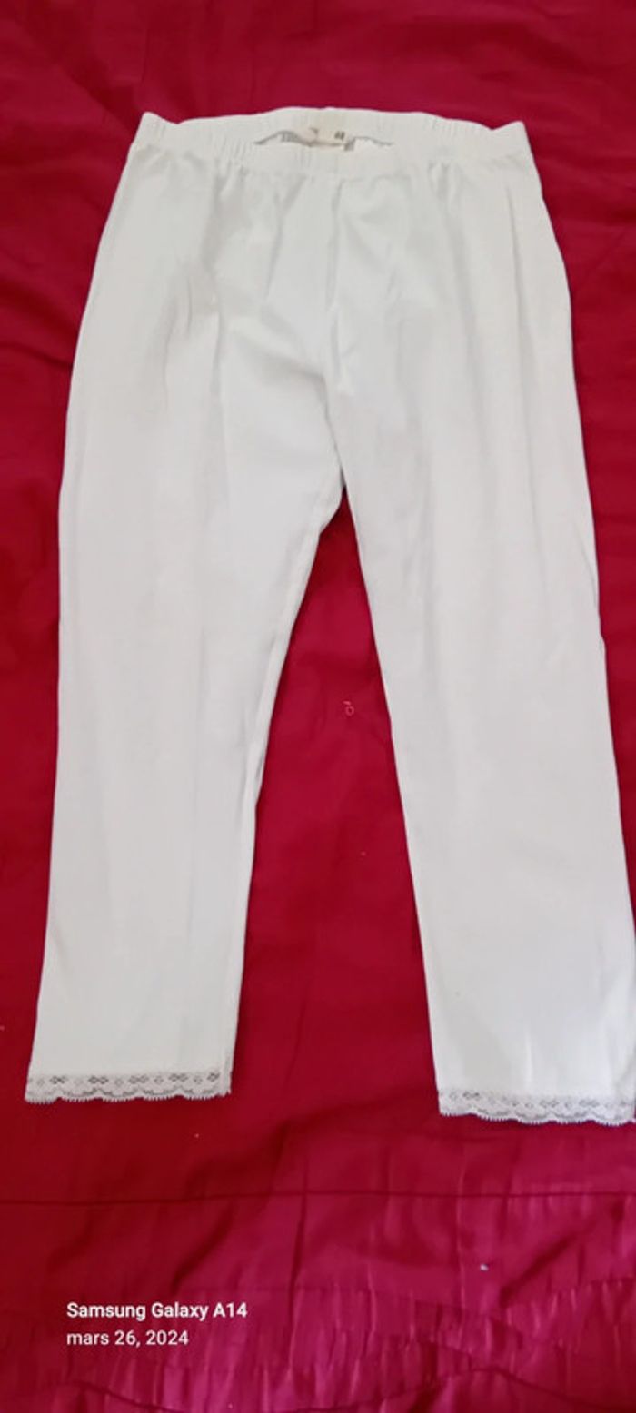 Leggings blanc bas en dentelle fille 164 cm h&m - photo numéro 2
