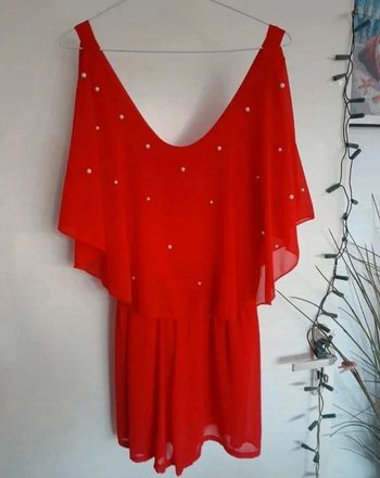 Combishort rouge perlée