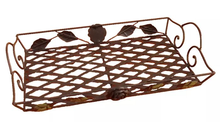 Plateau de service Forme rectangulaire Métal décor floral - photo numéro 9