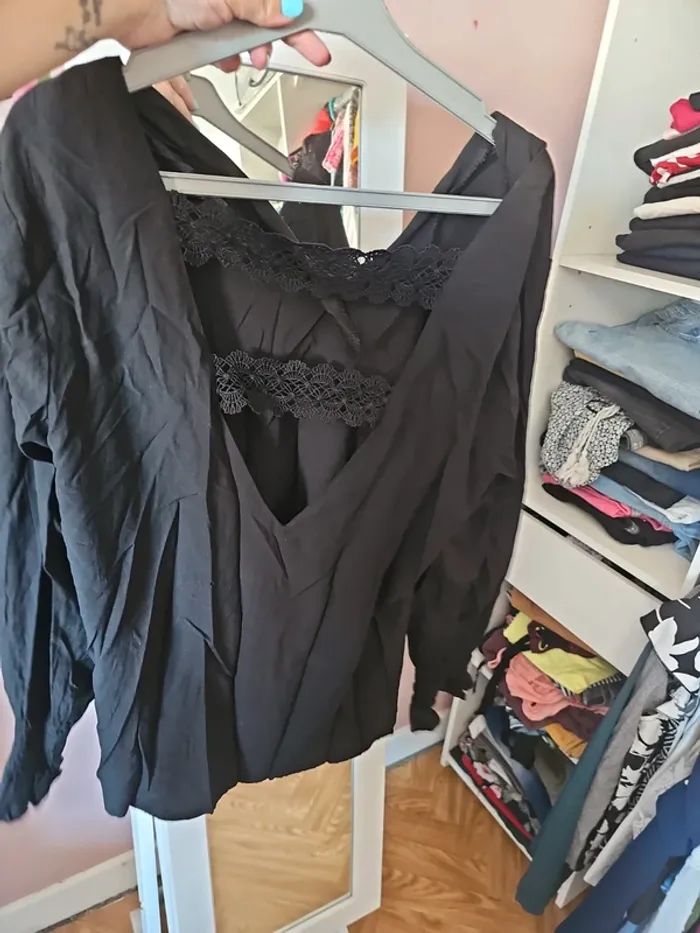 Blouse noire dos ouvert t44 curve - photo numéro 2