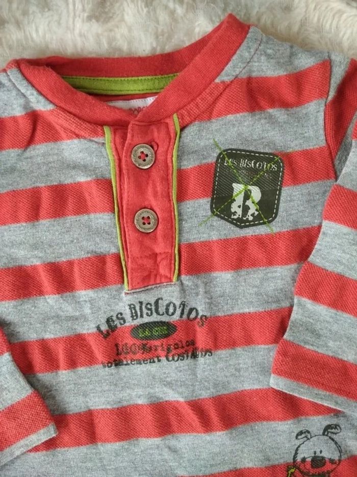 Polo tee shirt chemise manches longues Garçon 6 mois Les biscotos La compagnie des petits 100% coton - photo numéro 4