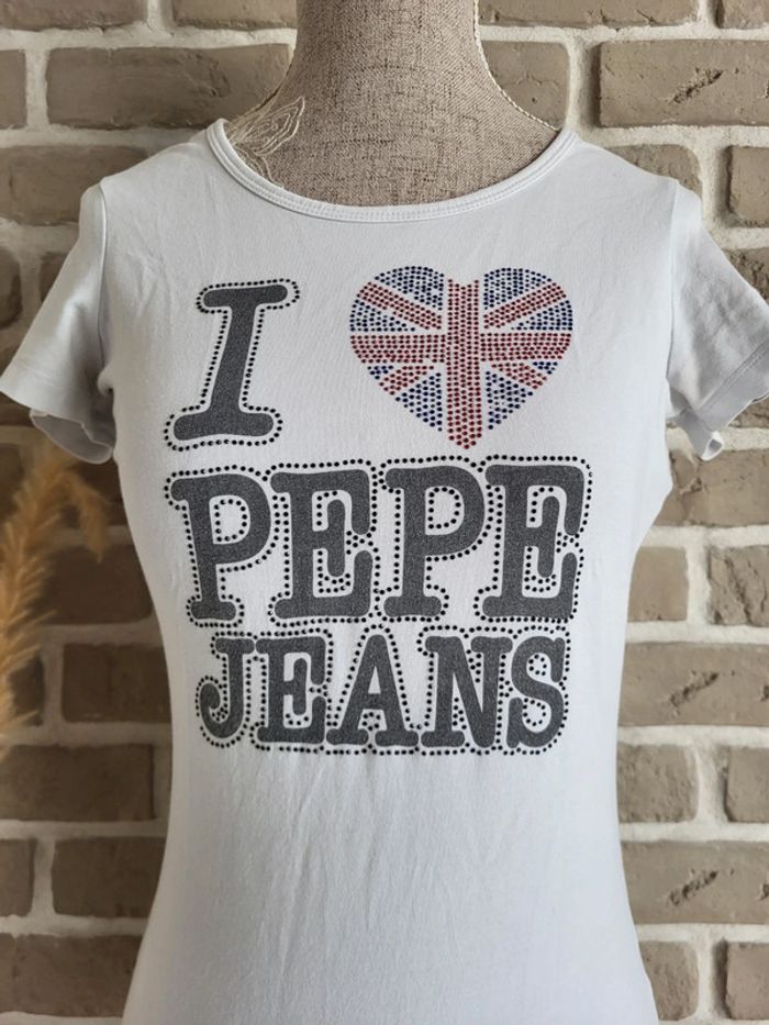T-shirt blanc I 🩷 Pepe Jeans en strass - Vintage Y2K - photo numéro 2