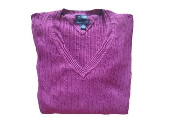 Pull fin violet col V torsadé | Tommy Hilfiger | M