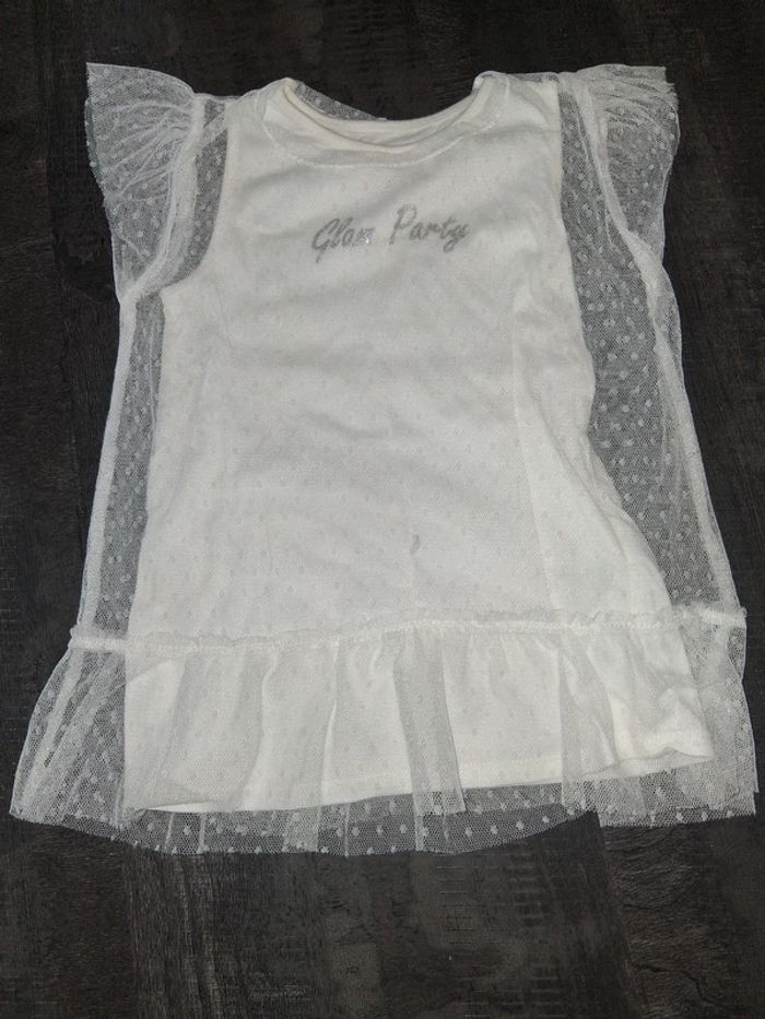 Robe à pois blanche avec doublure dentelle transparent - photo numéro 2