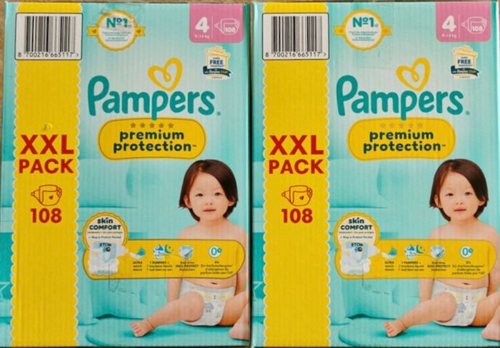 2 cartons de couches Pampers taille 4
