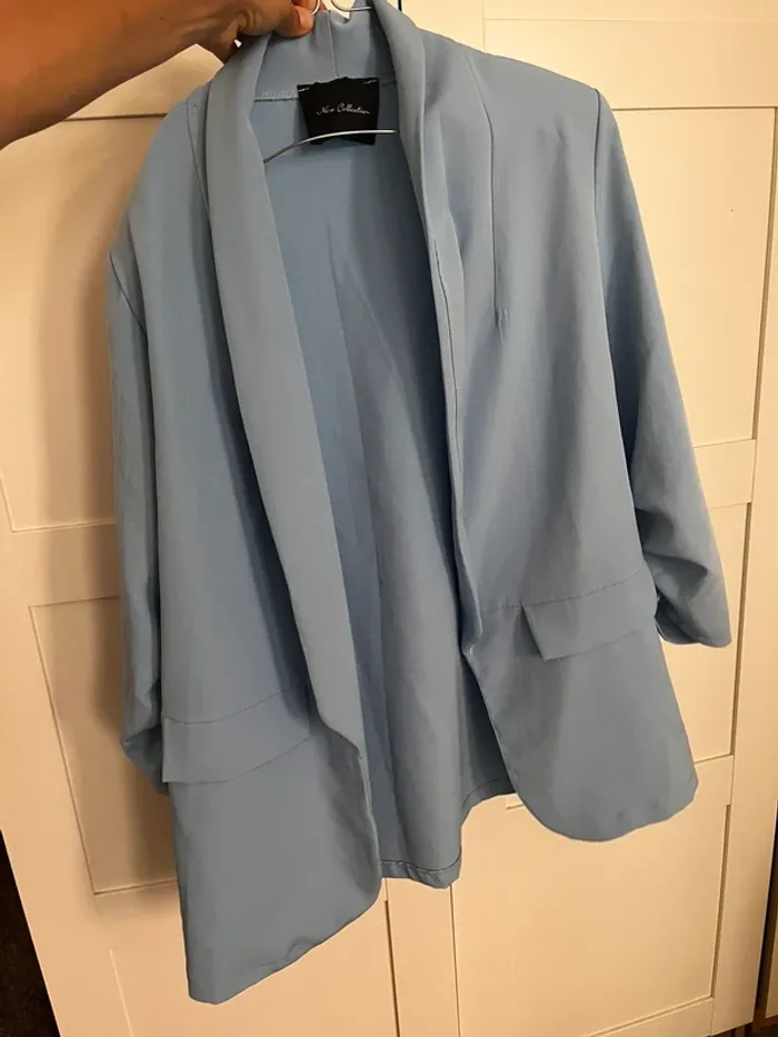 Ensemble bleu clair short et veste - photo numéro 11