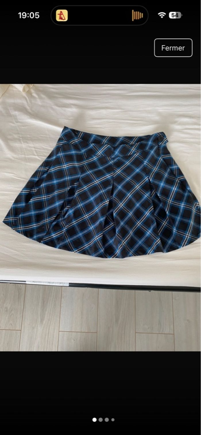 Mini jupe bleu à carreaux