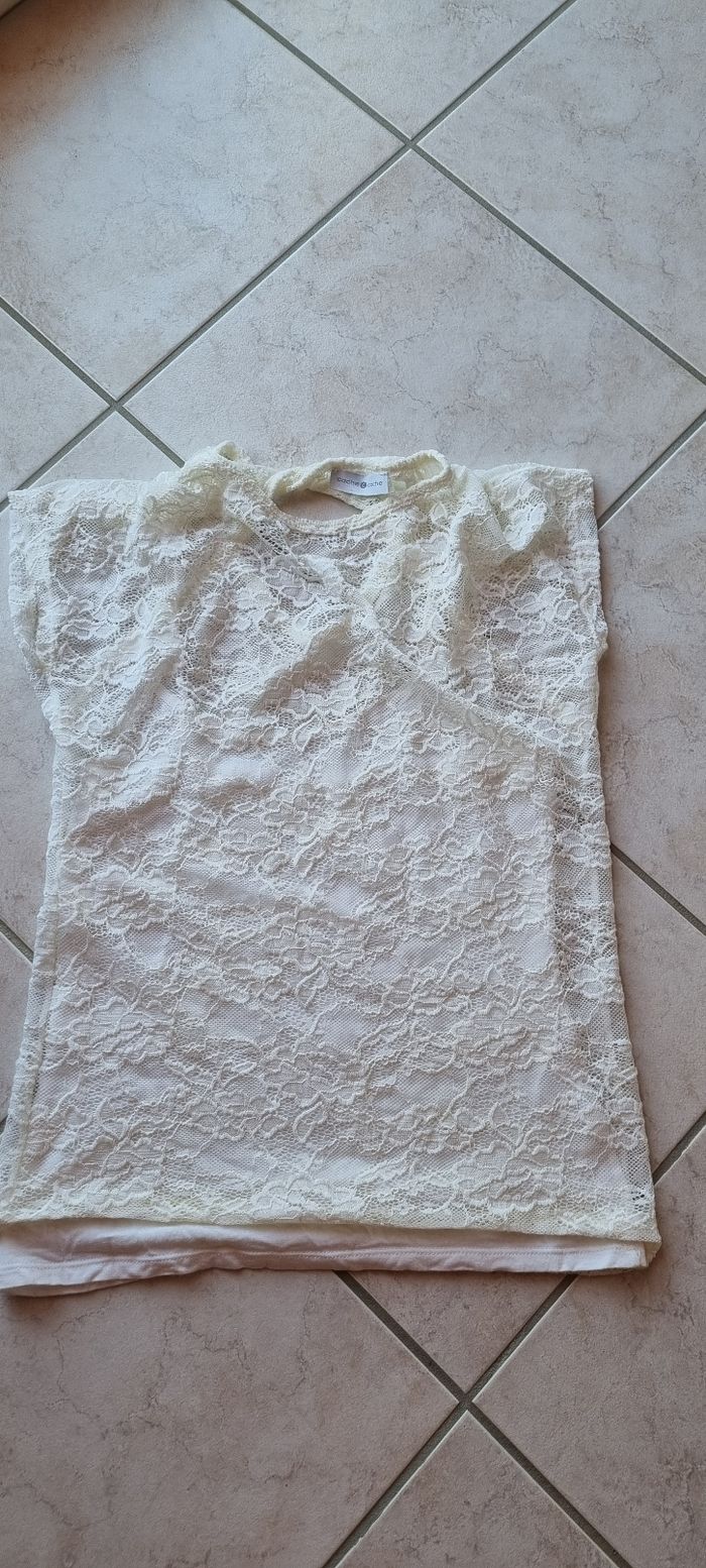 Tee -shirt dentelle écru