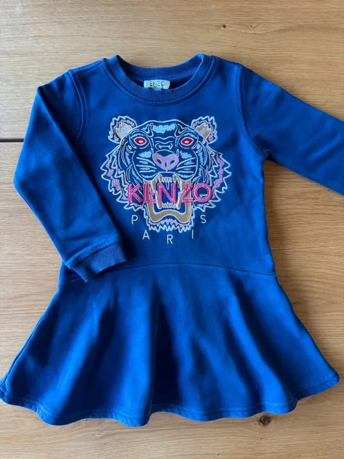 Robe ML bleu marine avec tigre brodé - Taille 4 Ans - photo numéro 2
