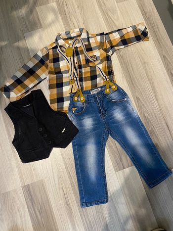 Pantalon, chemise, bretelles et gilet