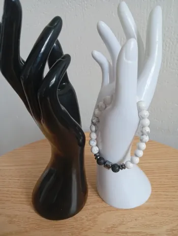 Howlite onyx homme jolie bracelet neuf Lithothérapie