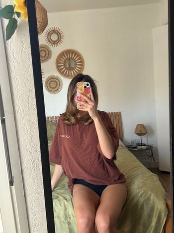 T-shirt marron écriture collusion 