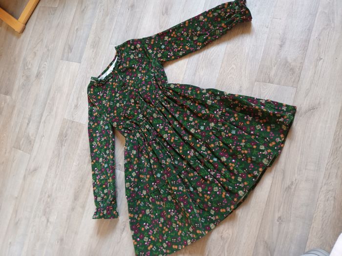 robe 10ans hiver neuf velours decor champignon fleur vert magnifique c& a