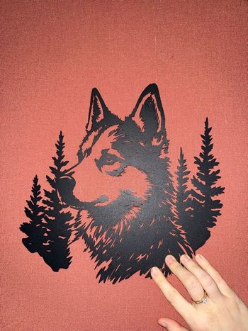 Décoration murale en métal loup