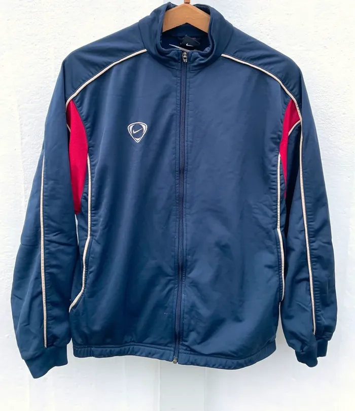 Nike navy blue red track jacket windbreaker Veste coupe-vent Mens Size S