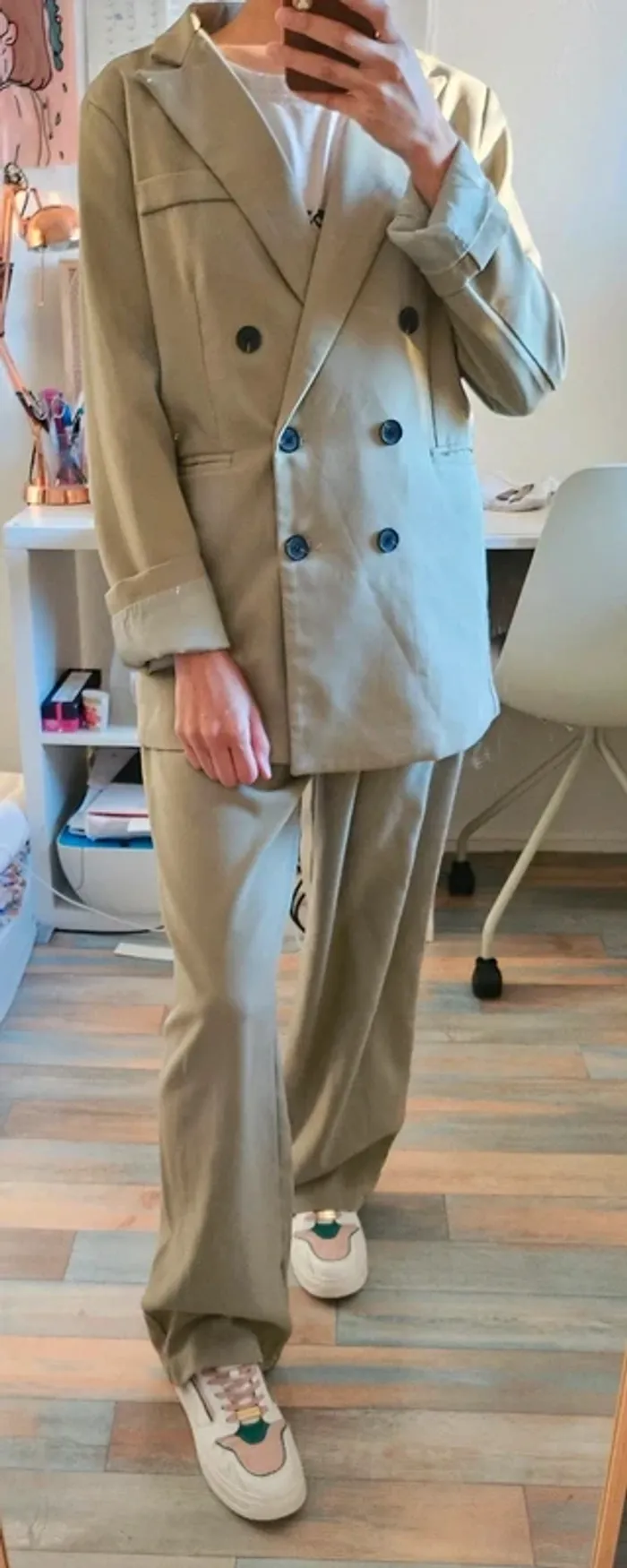 Veste tailleur oversize vert kaki taille m neuve sans étiquette - photo numéro 5