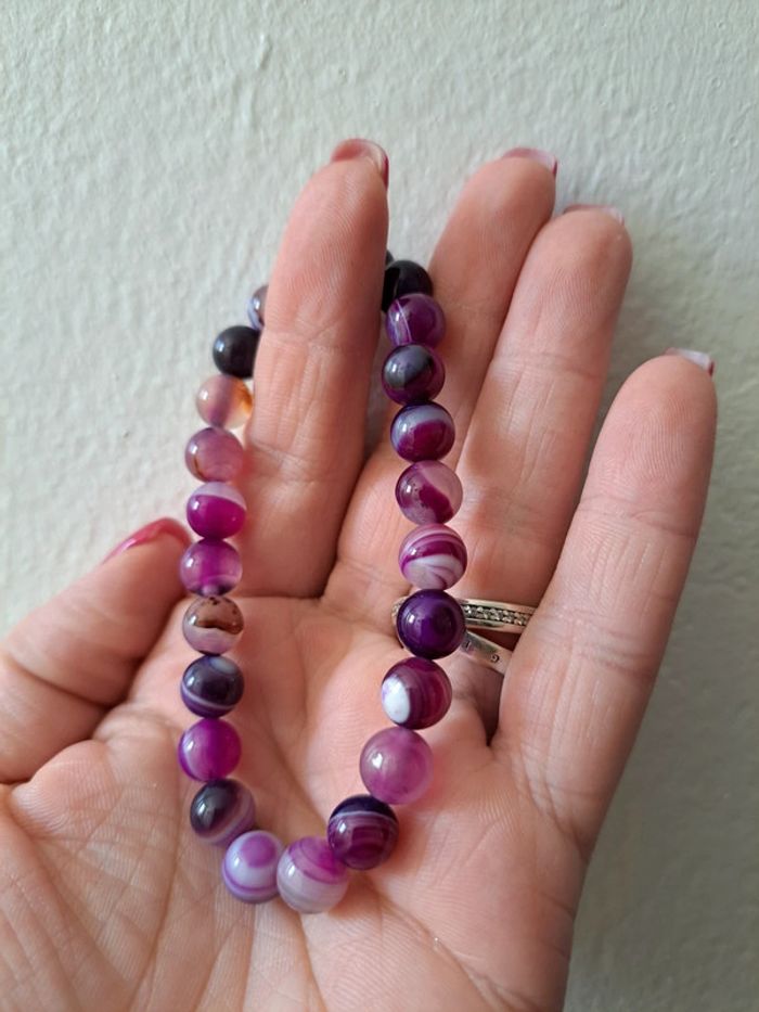 Bracelet pierre agate rose - photo numéro 4