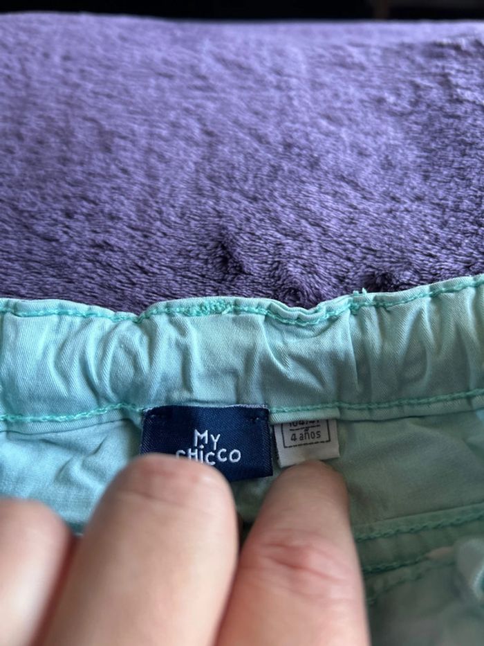 Bermuda en coton turquoise my chicco taille 4 ans - photo numéro 4