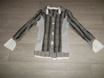 Chemisier DISMERO blanc, beige et gris habillé taille S TBE