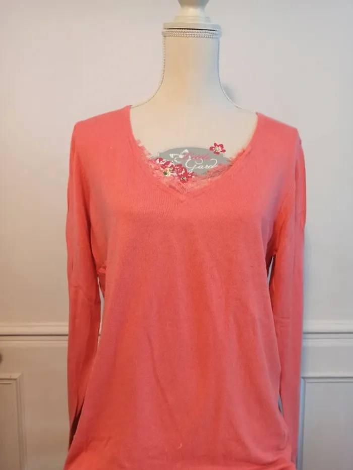 Pull corail léger demi saison Xl