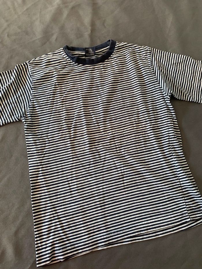 Tee-shirt rayé marin bleu blanc 10 ans Delalonde marine