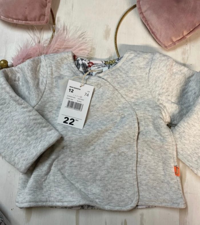 Gilet bébé fille - réversible - neuf - Dpam - Taille 12 mois - photo numéro 6