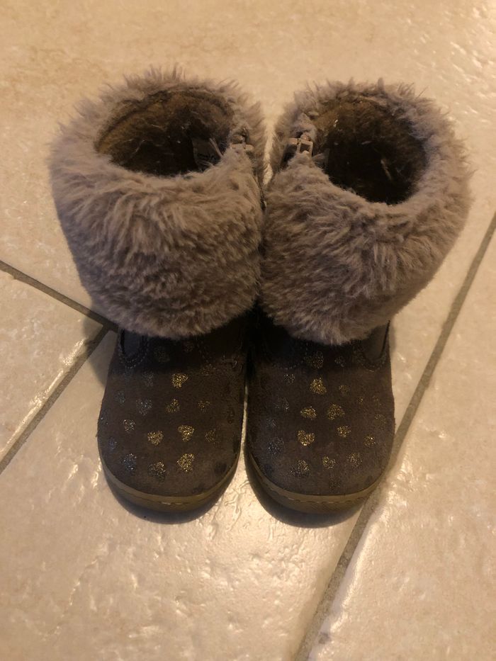 Bottines bottes chaudes dessus cuir T20 fille cœur