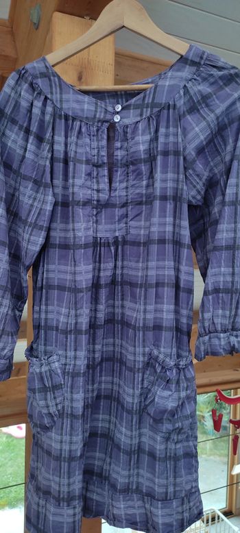 Robe tunique carreaux vichy mauve vintage