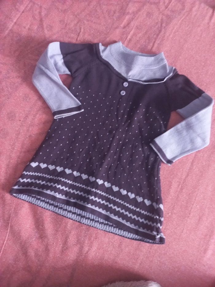 Jolie pull robe 100% coton mauve 18-24 mois - photo numéro 2