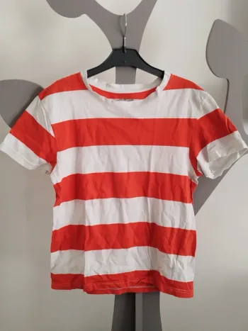 Tee-shirt manches courtes blanc et orange Orchestra taille 12 ans