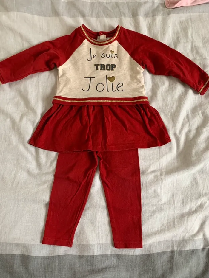 Ensemble rouge 18 mois mes petits cailloux