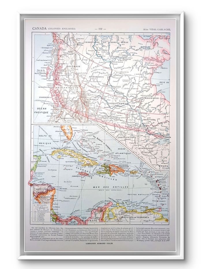 Imprimée en 1903, Le Canada anglais et colonies anglaises, Vintage Authentique (cadre non inclus ) - photo numéro 9