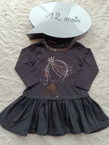 Robe manches longues Fille 12 mois Princesse sequins