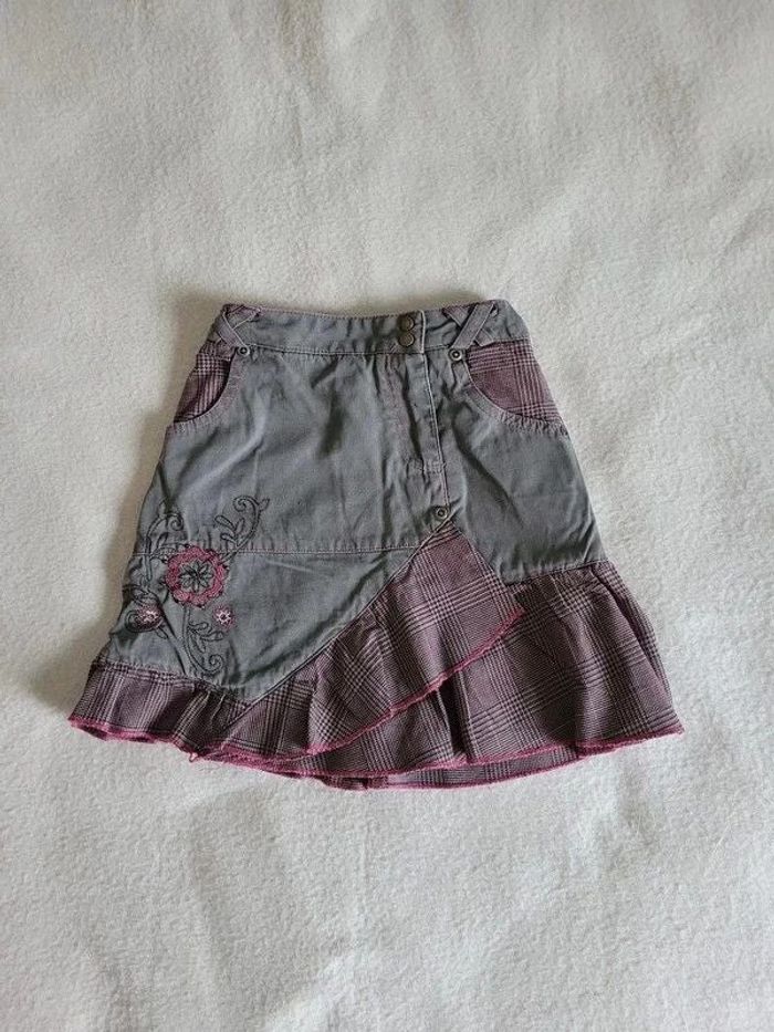 jupe 4 ans asymétrique marron kaki et rose