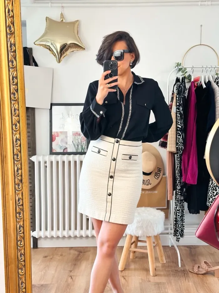 Mini jupe Maje blanc cassé et noire taille :6 - photo numéro 2