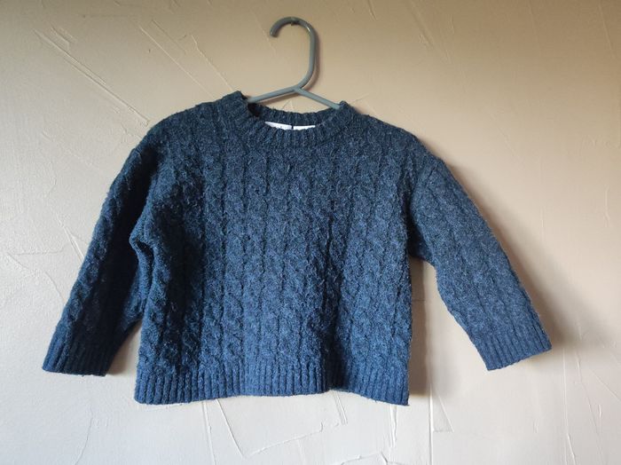 Pull en cachemire bleu chiné 9-12 mois Zara - photo numéro 3