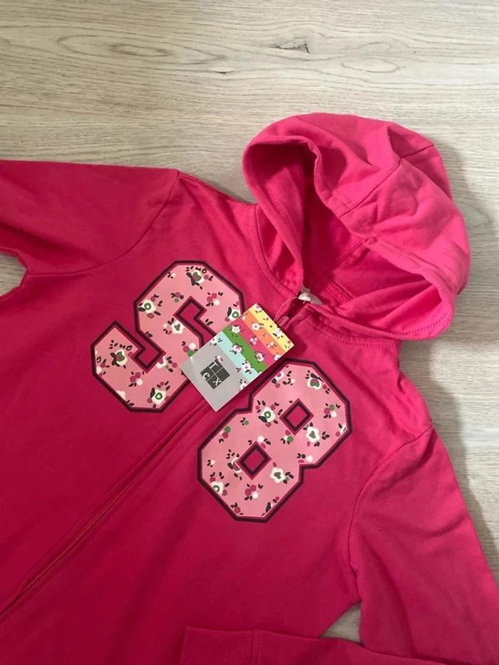 Sweat à capuche gilet marque tex, taille 13 14 ans neuve - photo numéro 2